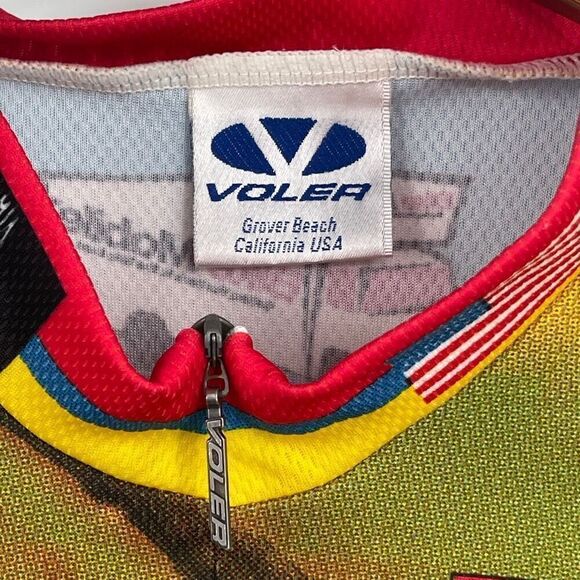 Voler Cycling Jersey Adult Large Blue Yellow Wells Fargo 1/2 Zip - Picture 3 of 7